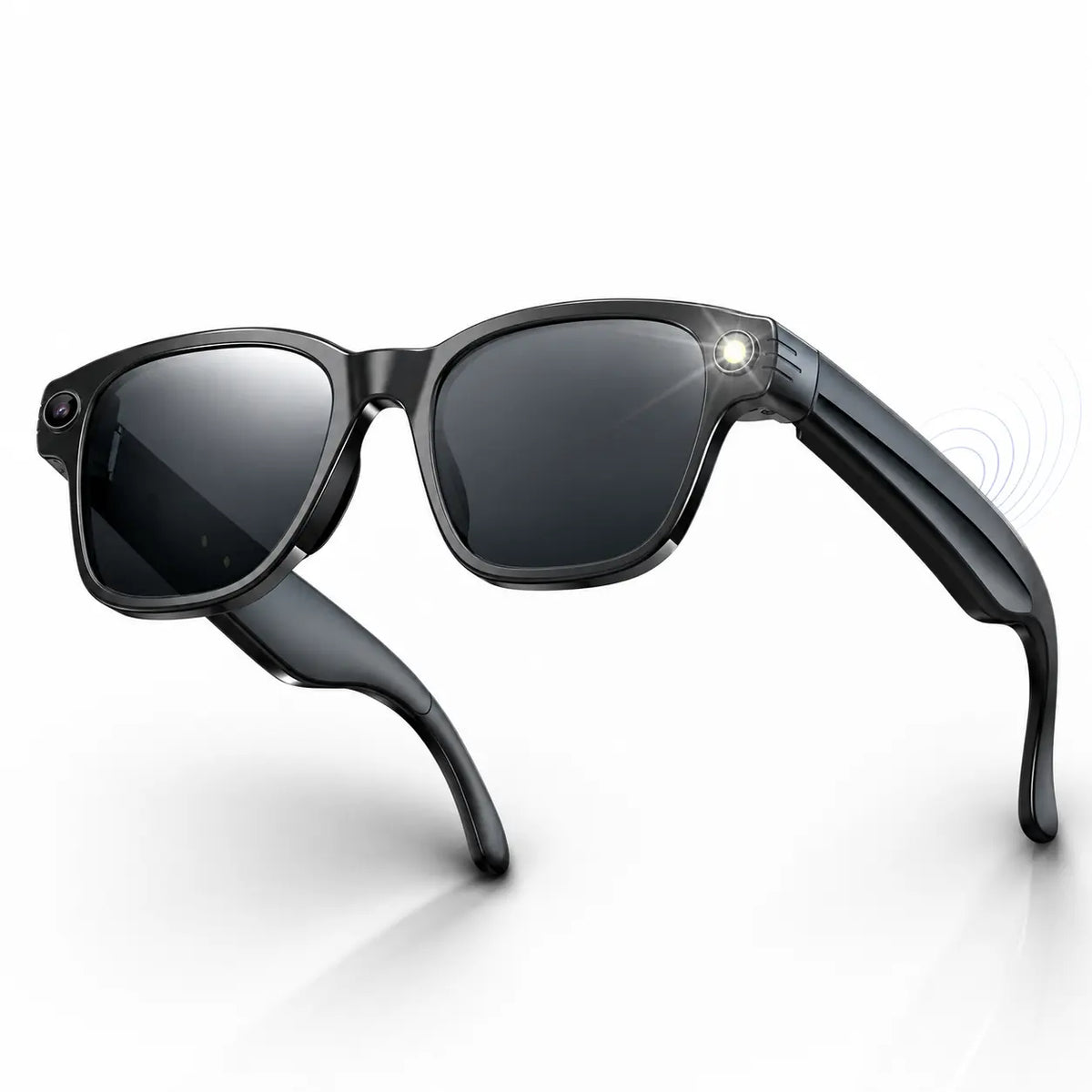 Black SmartVision camera glasses with polarized sunglass lenses