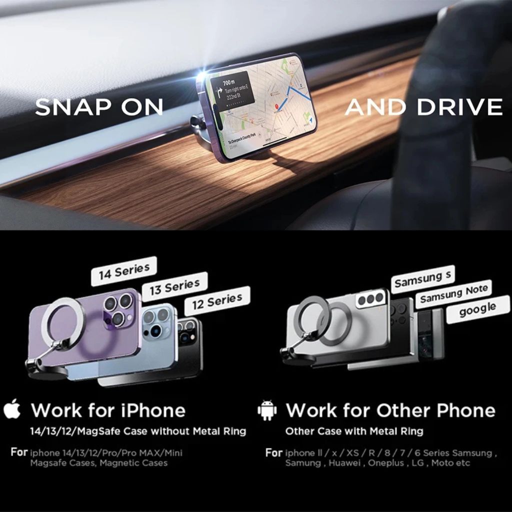 Magnetic Car Phone Holder with Rotation & Fold