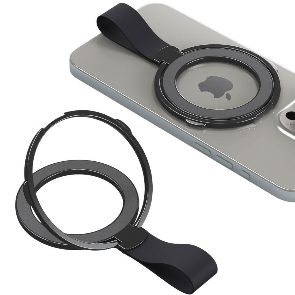 Magnetic Phone Ring Holder with 360° rotation, MagSafe compatibility, strong magnet, lightweight design, and durable metal construction for secure phone grip and hands-free use.