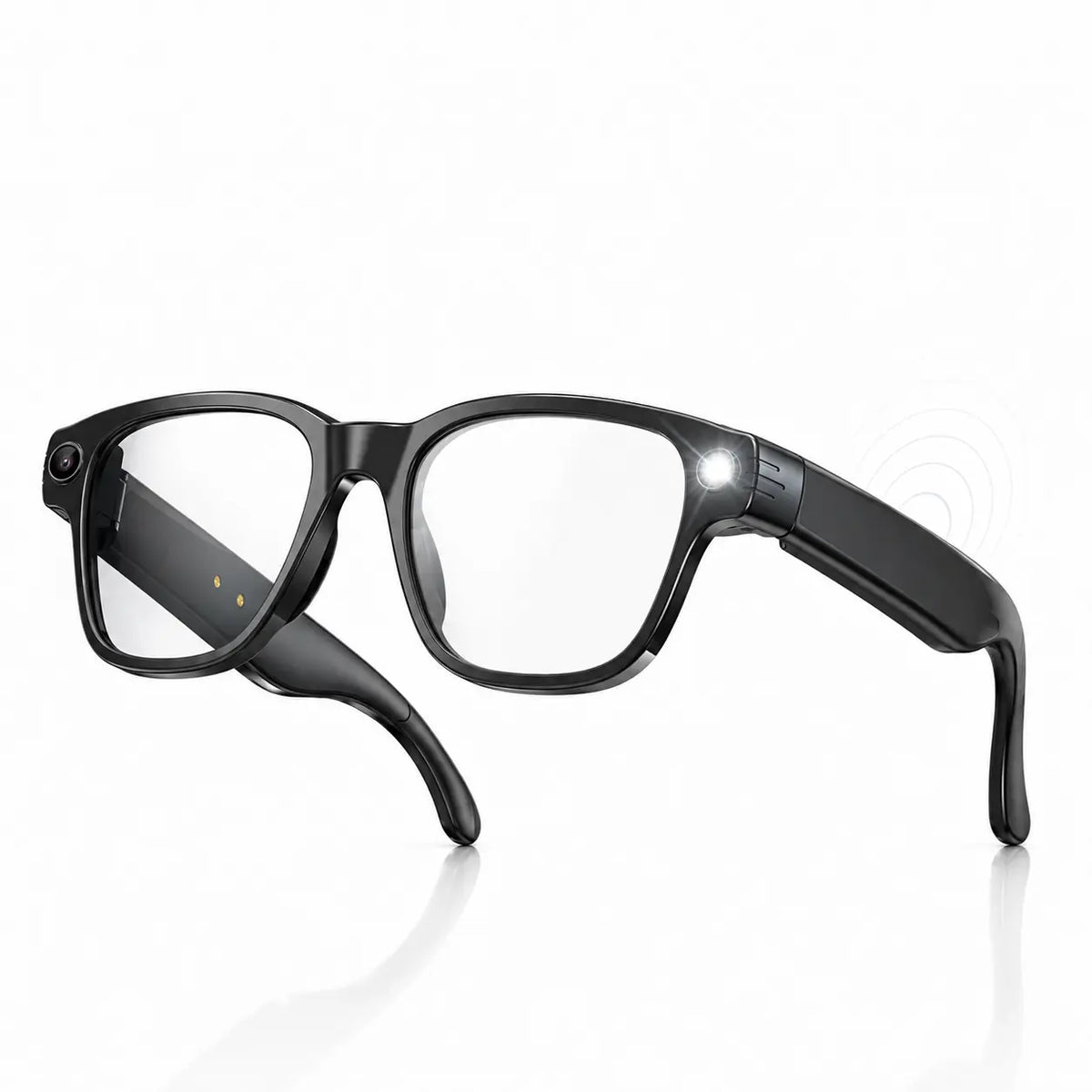Black SmartVision camera glasses with clear lenses
